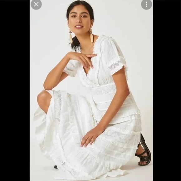 ANTHROPOLOGIE FEMME RUFFLED MIDI DRESS - Picture 4 of 15